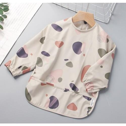 Kids Cartoon Print Bibs 2021 Toddler Girl Boy Four Seasons Waterproof Burp Cloths Long Sleeve Infant Baby Cute Accessories