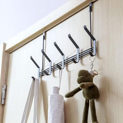 Double Row Steel Art Coat and Hat Hooks No Punching Clothing Storage Hangers Behind The Door