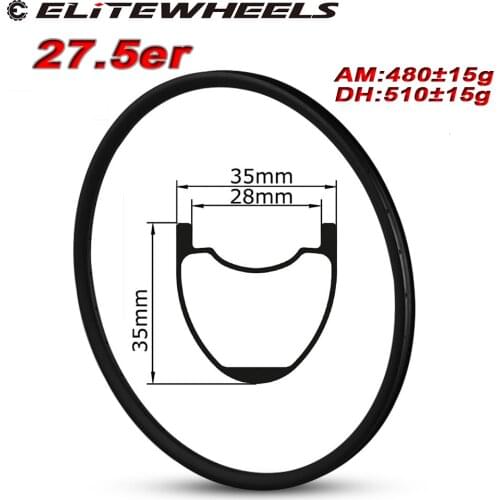 ELITEWHEELLS 27.5er MTB AM/DH Carbon Rim Hookless Rims 35*35mm Width Tubeless Ready For All Mountain And Downhill Bike Wheels