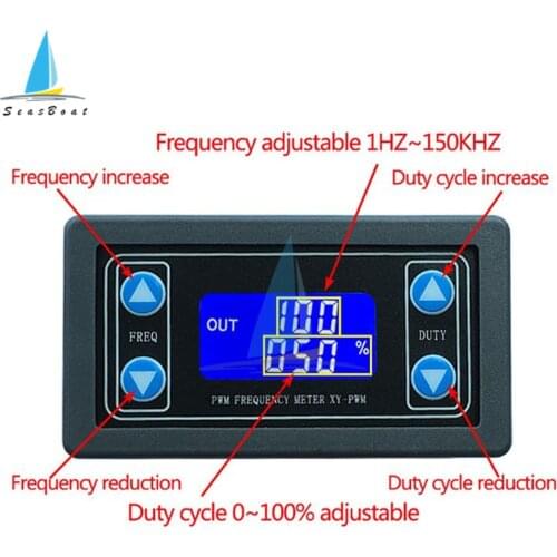 1HZ-150KHZ LCD Digital Display PWM Pulse Frequency Duty Ratio Adjustable Square Wave Rectangular Signal Generator 3.3V-30V