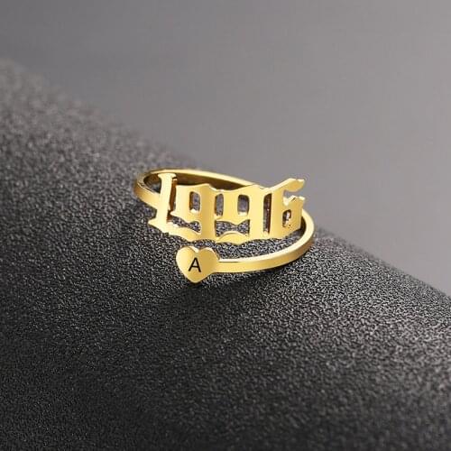 Year Rings for Women Personalized Custom Stainless Steel Birth Number Ring1990 1991 1992 1993 1994 1995 1996 1997 1998 1999 2000