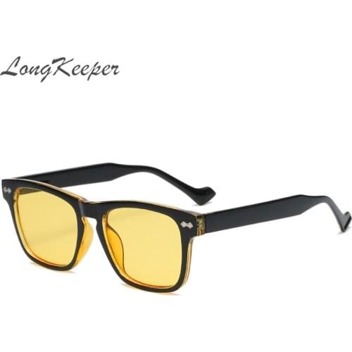LongKeeper Square Night Vision Glasses For The Driver Rivet Gray Lenses Men Women Gafas De Sol Unisex UV400