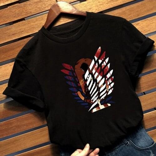 2021 Hot Japanese Anime attack on titan Harajuku Summer Fashion Short-sleeve Male T-shirt