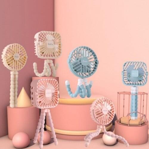 Mini Stroller Fan 600mAh Personal Portable Desk Handheld Baby Bed Car Cooler Fan USB Rechargeable Battery Operated Fan Kids