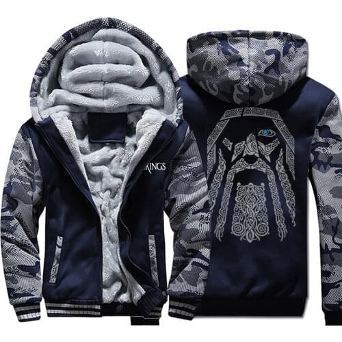 Odin Vikings Symbols Print Winter Fashion Mens Hoodies Sweatshirts Warm Coat Funny Casual Jacket Thicken Hoodie Men Clothing