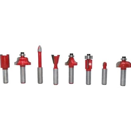 8pcs 8mm Router Bits Set Trimming Flush Bit Straight Milling Cutter for Wood Bit Tungsten Carbide Woodworking Sets 02006-8