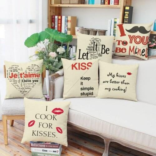 Letter Print Cushion Case Home Decor Linen Cotton Cushion Cover Decorative Throw Pillow Covers cojines QY-06