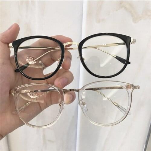 Seemfly Classic Metal Glasses Frame Men Women Fashion Transparent Round Eyeglass Flat Mirror Eyewear Optical Spectacles Frame