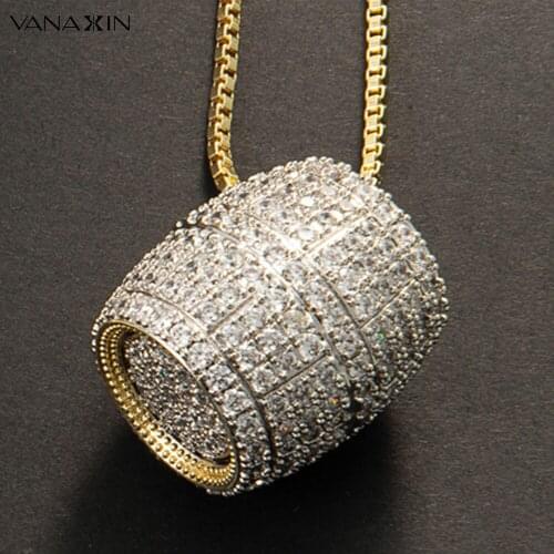 Bucket Pendants&Necklaces For Men Bling Bling Micro Paved AAA Cubic Zircons Stone Pendants Hip Hop Jewellery Gift Box