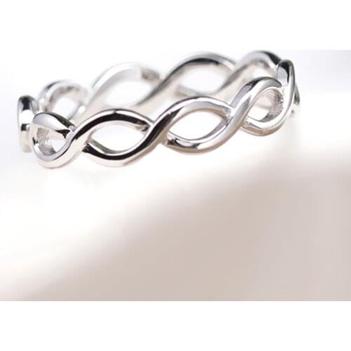 Hollow Knitting Simple Design Silver Plated Jewelry Luster Cross 8 Words Fashion Fashion Exquisite Opening Ring Female Jewelry