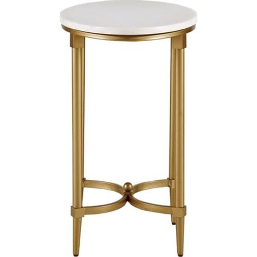 Light luxury ins wind Nordic golden wrought iron marble coffee table round sofa corner several small side table living room side