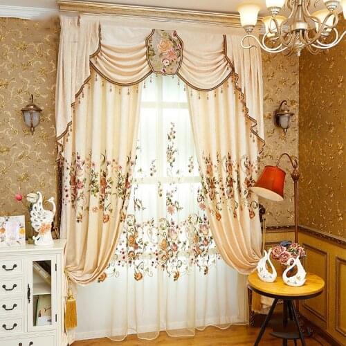 Europe Luxury Chenille Curtains for Living Room Blackout Embroidered Delicate Wedding Treatment Cortina AG117C