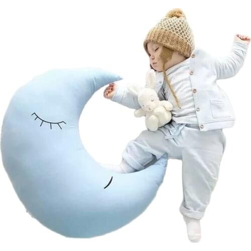 Cute Cartoon Moon Super Soft Baby Slepping Pillow Baby Bed Cushion Decoration House Decor Baby Sleeping Pillows Moon Cushion