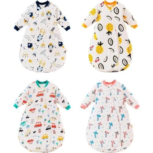 Baby Sleeping Bag with Detachable Long Sleeves Autumn Winter Warm Soft Wearable Blanket Cotton Sleepwear Infant Toddler Kids Car