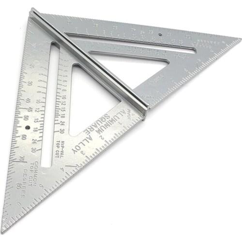 Carpenter Square, 7-inch Aluminum Square Triangular Ruler Pressional Easy-Read Layout Tool Framing Square for Woodworking