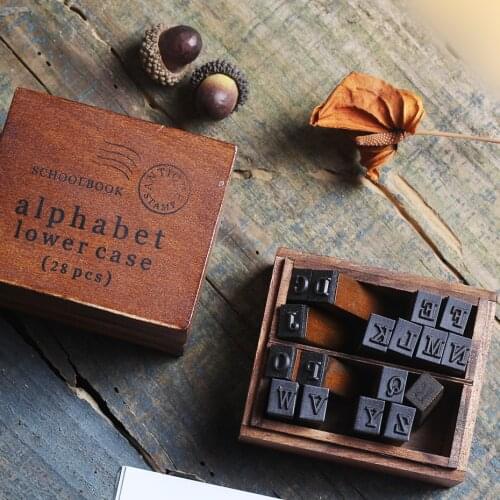 Wax Seal Cursive Digital English Stamp Wooden AlPhaBet Digital Letters Seal Set Standardized Stamps English Letter Stamp