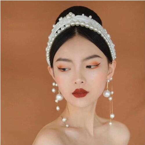 Bridal Hair Jewelry Pearls Beaded Headpiece Headware Women Hairbands Tiaras Wedding Headbands Hair Acessories diademas