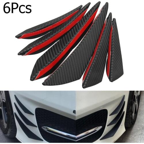 6Pcs/Set Universal Fit Front Bumper Lip Diffuser Splitter Fins Body Spoiler Canards Valence Chin Car Tuning Canard