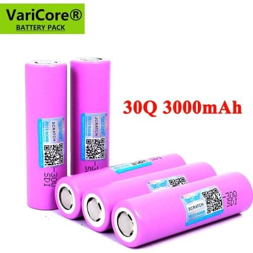 VariCore New 30Q 18650 3000mAh battery inr1865030q 3.6V discharge 20A, dedicated For 30Q batteries Short hair