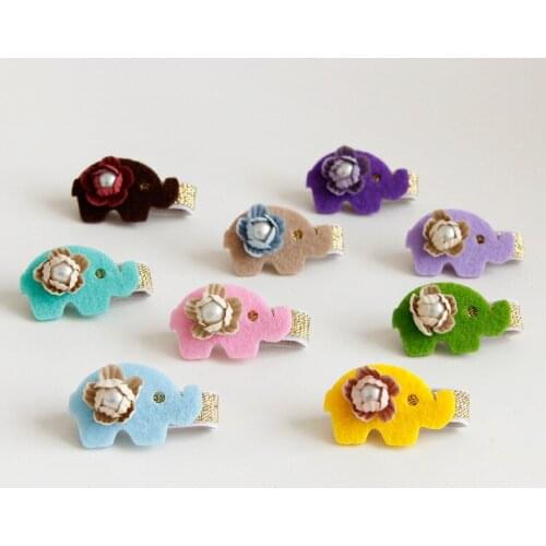 20pcs/9C Fashion Cute Felt Elephant Girls Hairpins Solid Kawaii Glitter Animal Floral Pearl Hair Clips Headwear Accessories