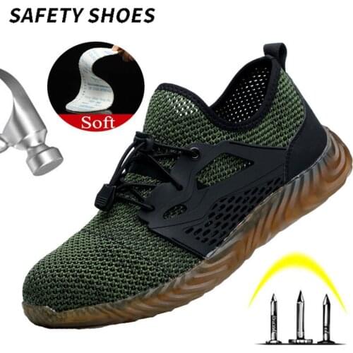 Mens Womens Work Safety Shoes Anti-Smashing Steel Toe Cap Puncture Proof Work Shoes Breathable Sports Hiking Trainer