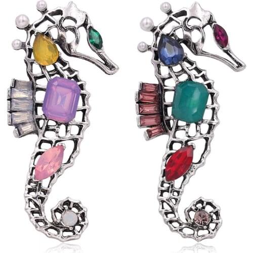 Women Hollow Seahorse Animal Faux Crystal Brooch Pin Badge Corsage Lapel Jewelry Brooch Pin Badge Corsage Lapel Jewelry Brooch P