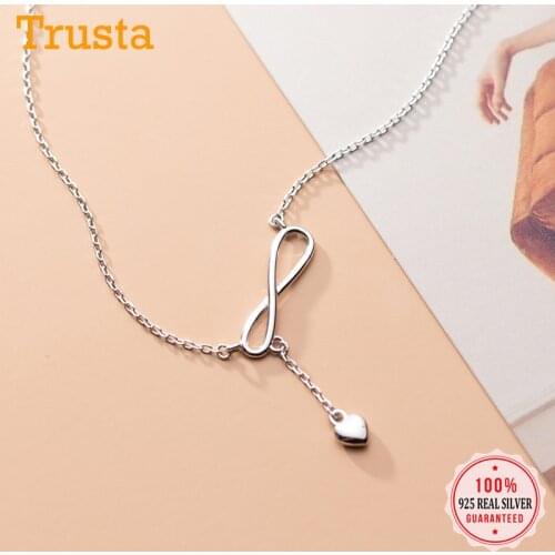 Trusta Love Necklace 925 Sterling Silver Infinite Chain Heart Pendant Short Necklace For Women Sivler 925 Jewelry Gift DS2650