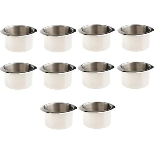 10 Pieces Stainless Steel Cup Drink Holders for Marine/ Boat/ Caravan/ Car - 84 x55 mm (3.31x2.17 inches)