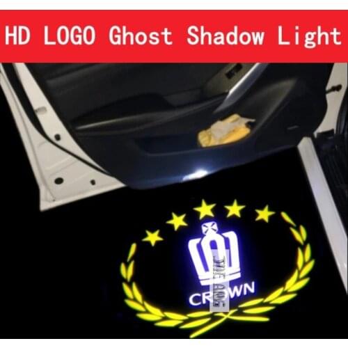 2pcs Logo Apply Crown (1997-2021) Car LED Door Warning Light Projector Ghost Shadow Light Welcome Light Atmosphere Light