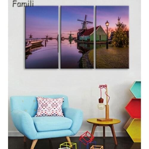 3pcs Amsterdam Landscape Photos Canvas Art Print Painting Poster Wall Pictures For Living Room Wall Decor Home Decoration No Fra