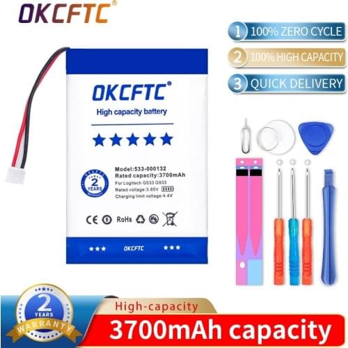OKCFTC 3700mah Battery 533-000132 for Logitech G533 G933 battery G533S G933S