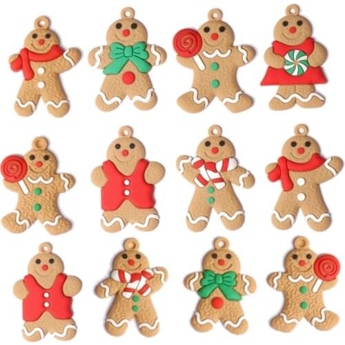Big Sale 6pcs Gingerbread Man Christmas Tree Ornaments Xmas Soft PVC Men Living Room Decorating Tools Festival Home Decoration