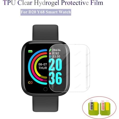 1/2pcs TPU Clear Hydrogel Protective Film for D20 Y68 Sport Smart Watch ultra-thin Protector Film Full Screen Protector Cover