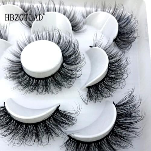 HBZGTLAD new 5 pairs natural false eyelashes fake lashes long makeup 3d mink lashes eyelash extension mink eyelashes for beauty
