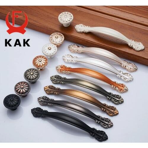 KAK European Zinc Alloy Cabinet Handles Wadrobe Door Pulls Drawer Knobs Kitchen Cupboard Handles Furniture Handle Hardware