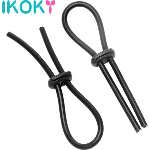 IKOKY 1 Pair Cock Rings Time Delay Ejaculation Erotic Sex Toys for Men Male Penis Extender Adjustable Penis Enlargerment