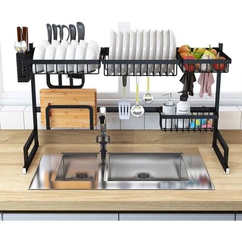 65/79/85/95cm Stainless Steel Kitchen Shelf Organizer Over The Sink Dish Drying Rack Holder Draining Shelf Storage Organizer