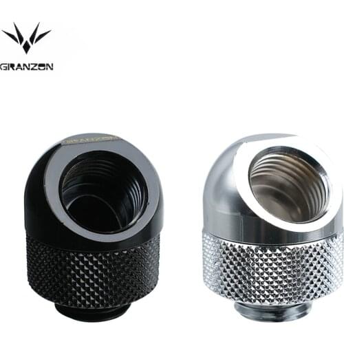 Bykski Granzon 45 Degree 360 Rotary Computer Split Water Cooling Elbow Brass Fittings,G1/4" Connector, Black,Silver,GD-45
