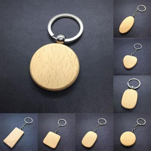 LNRRABC Multiple Sell Blank Round Rectangle Wooden Key Chain DIY Promotion Pendant Wood Keychain Keyring Tags Promotional Gifts