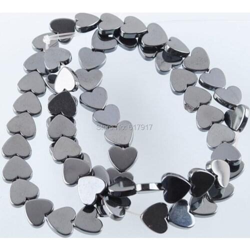 Metallic Black Hematite Gem Stone 8x2mm Heart Beads 15.5Inches Strand Jewelry Making TL3054