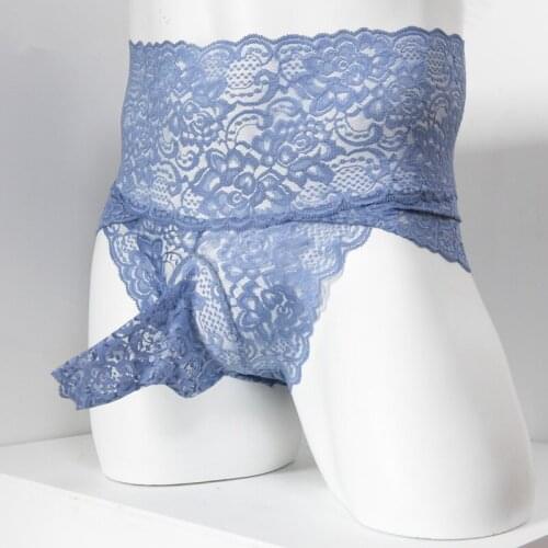Mens Sexy Lace Underwear Plus Size Sissy Panties Exotic Transparent Panties Gay Male Panties Lace Pouch Sexy Underwear