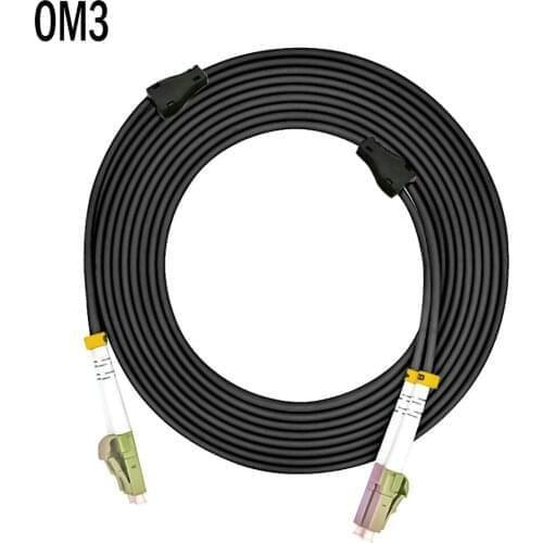 Outdoor Armored 120Meters LC-LC Duplex 10 Gigabit 50/125 Multimode Fiber Optical Cable OM3 Black 10GB LC to LC Patch Cord Jumper