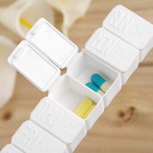 7 days One Week Small Medicine Pill Case Pill Drug Box Mini Pillbox Container Non-removable Plastic Holder