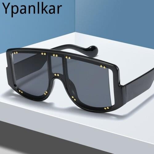 2021 New Style Big Frame Rice Nail Sunglasses Trend Colorful Ocean Piece Glasses Show Womens Sunglasses