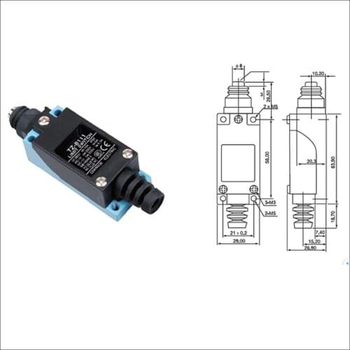 Switch travel limit switch 24A Electrical Safety Key Interlock switch Compact Prewired Limit micro switch TZ-08111