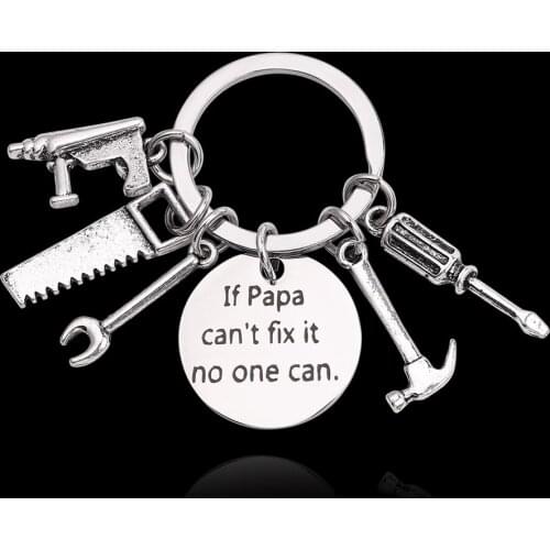 Personalized axe saw keychain If dad can't solve him, no one can keychain multiple accessories Fathers Day jewelry gift