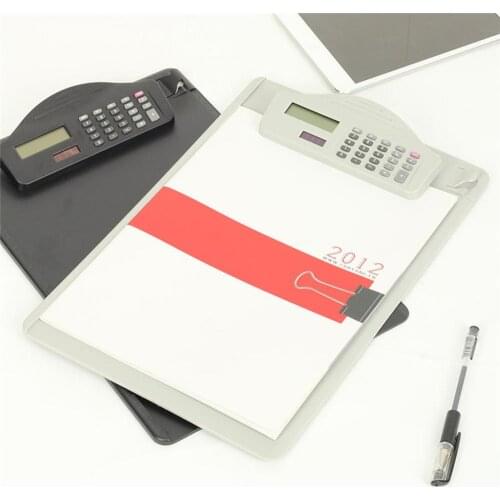Plastic A4 Clipboard with Calculator Writing Pad File Folders Document Holder