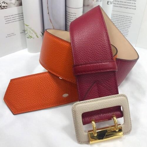 Women Fashion Genuine Leather Waistband for Dress 5.6cm Width Real Leather Belts cummerbunds Cowskin Belt A0