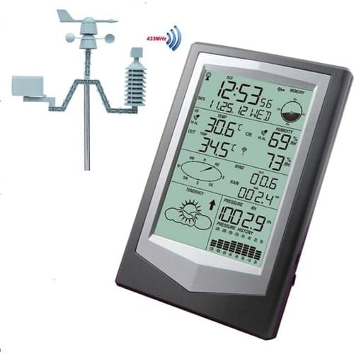 Professional weather station W1040 indoor and outdoor temperature and humidity rainfall wind pressure gauge