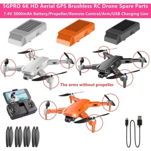 5GPRO GPS Brushless 6K HD RC Drone Spare Parts 7.4V 3000mAh 30Mins Flight Time Battery/Propeller/USB Cable For 5GPRO 6K RC Drone